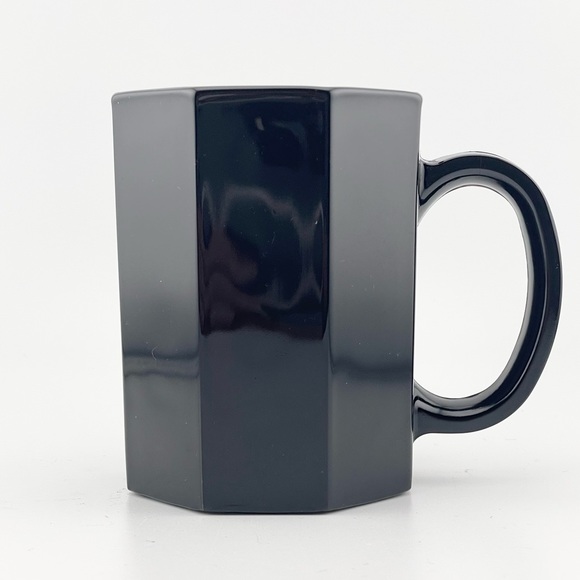 Vintage, Black Glass Octagon Mugs, Set of 4, Made in France by Arcoroc - Picture 4 of 8